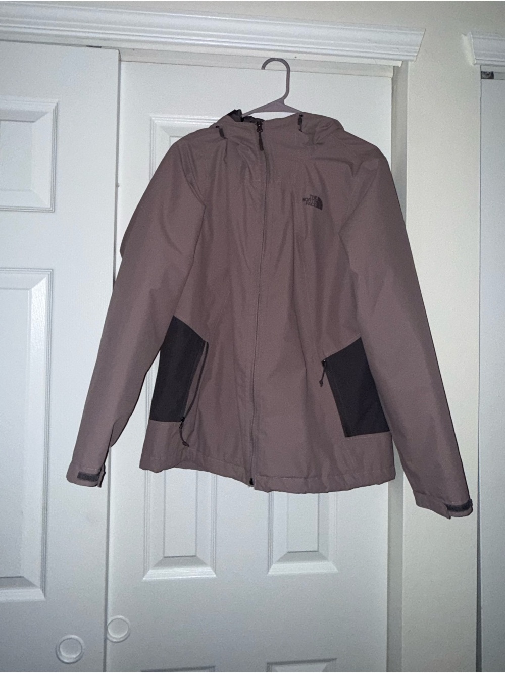 The North Face Women's Taupe Hooded Ski Jacket with Black Accents